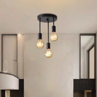 1pc Lámpara De Techo Moderna Sencilla Con Cuatro Cabezas E27 Base Para Entrada Dormitorio Cocina Pasillo Candelabro Negro - details 2