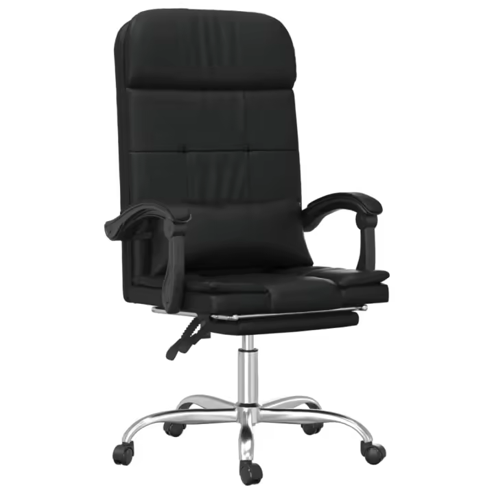 Silla de oficina reclinable masaje cuero sintético Negro - 1