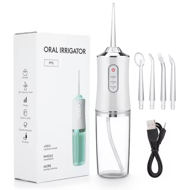 Bucal de viaje Oral Limpieza complementos de tu Boca de 3 Intensidades Irrigador Dental with 4 Boquillas Limpieza DE LOS Dientes - 1