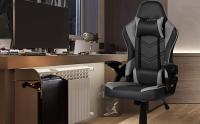 Silla Gamer o Gaming Profesional, Ergonómica, Tela Transpirable y Antimanchas, Reposabrazos, reposacabezas, cojín lumbar. Adultos, niños. Altura Regulable y Respaldo reclinable. Ordenador - oficina - details 0