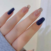24 Pcs Uñas Postizas Redondas Medio Rosa Y Blanco Gloss Con Estrella Reutilizables Falsas Con Tabs De Gel Uñas De Plástico Para Dedos - details 12
