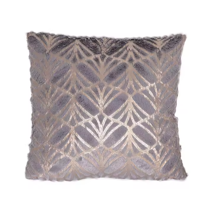 Cojin con relleno de pelo gris con base dorada palma  Material: Poliester Medidas (Ancho*Alto*Fondo): 45*45*10Presume de casa - 1