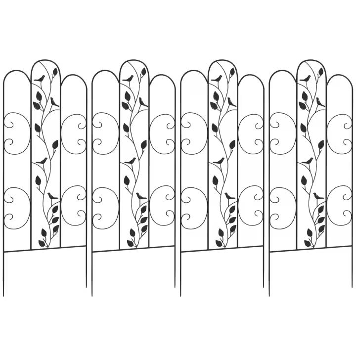 Outsunny Juego de 4 Enrejados de Jardín Soportes para Enredaderas de Acero para Plantas Trepadoras y Decoración Exterior Patio Terraza 40x106 cm Negro - 1