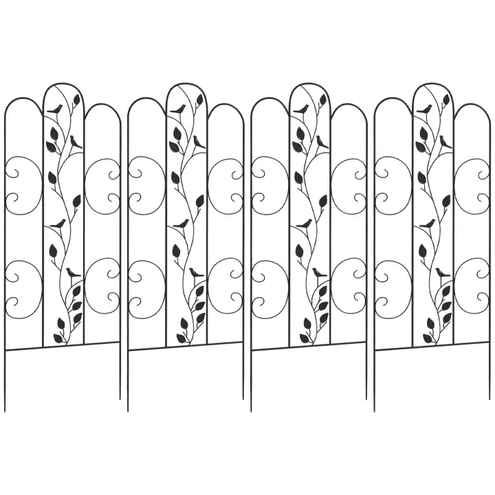 Outsunny Juego de 4 Enrejados de Jardín Soportes para Enredaderas de Acero para Plantas Trepadoras y Decoración Exterior Patio Terraza 40x106 cm Negro - 1