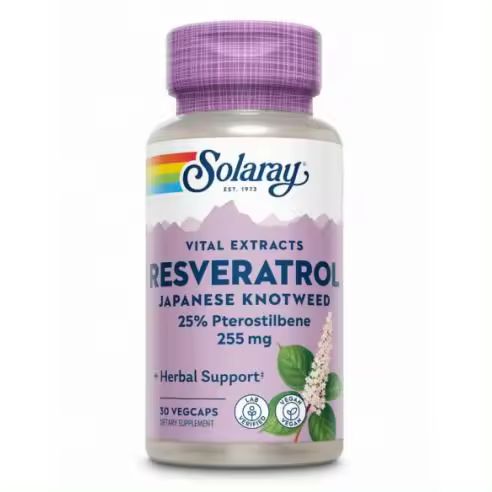 SUPER RESVERATROL 30 Vegcaps - Suplemento de Resveratrol 250mg para la salud cardiovascular, glucosa y grasas en sangre - Solaray - 1