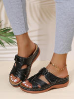 Sandalias De Tobillera Para Mujer 2023 Con Suela Antideslizante Y Plantilla Ortopédica Cremallera Superior De Cuero Genuino Estilo Retro Casual - details 3