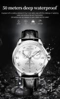Reloj Automático Para Hombre JSDUN De Lujo Rosa Oro Con Movimiento Suizo Importado Multifuncional Fecha Resistente Al Agua Cuero Acero Inoxidable - details 12