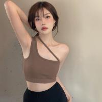 Top De Manga Corta Suave Camiseta Con Almohadillas Tube Strappy One Shoulder Tees Basic Harajuku Para Mujer Casual Verano - details 5