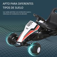 HOMCOM Go Kart a Pedales para Niños de +3 Años Coche de Pedales Infantil con Asiento Ajustable y Freno de Mano 104x66x57 cm Blanco y Negro - details 2