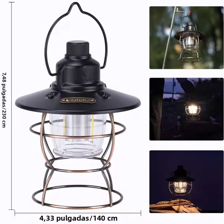 Linterna Portátil LED Recargable 4000mAh Impermeable Retro Para Camping Viajes Pesca Luz De Tentativa Equipamiento Exterior - 1
