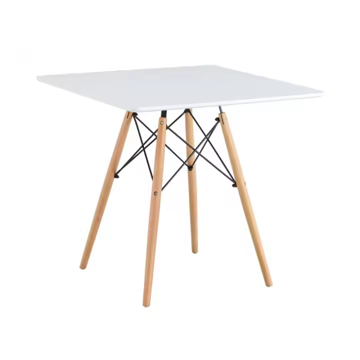 ORION91 Mesa Ø80cm Blanca Cuadrada Madera de Haya Nórdico Comedor Salón Cocina Teletrabajo Oficina - SpazioLuzio - 1
