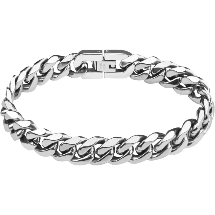 Pulsera de Plata Cubana Antigua resistant para hombre, pulsera de Plata plana de seis lados simple de Maple de Titanium retro De Moda - 1