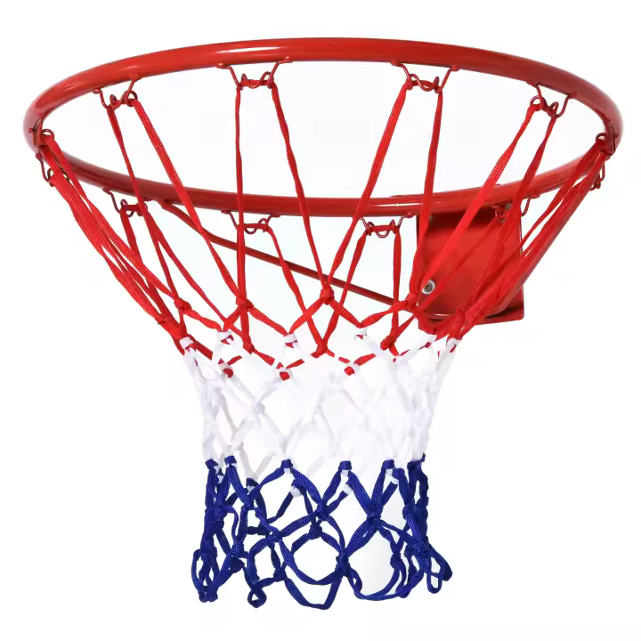 HOMCOM Canasta de Baloncesto de Pared Ø46 cm Aro de Baloncesto con Red de Baloncesto Marco Metálico y 12 Ganchos para Interior y Exterior Rojo - 1