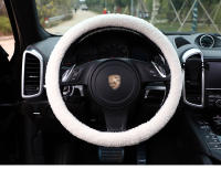 Funda De Volante De Coche De Lana De Oveja Creativa Con Bordado De Peluche Cubierta De Manija Térmica Para Otoño E Invierno - details 7