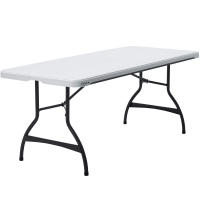 Mesa rectangular patas plegables blanco efecto granito Lifetime 182 x 76 x 74 cm - details 0
