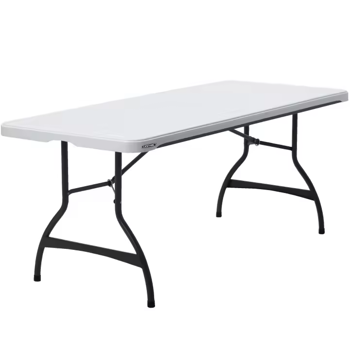 Mesa rectangular patas plegables blanco efecto granito Lifetime 182 x 76 x 74 cm - 1