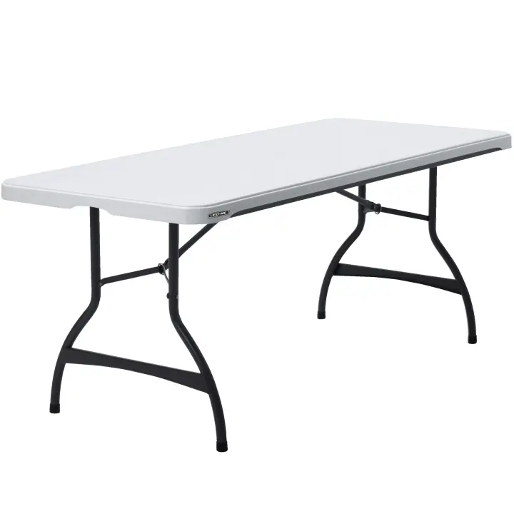 Mesa rectangular patas plegables blanco efecto granito Lifetime 182 x 76 x 74 cm - 1
