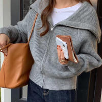 HELIAR Chaqueta De Cariátida Para Mujer Con Cierre De Cremallera Y Cuello Bajado Solido Suéter Casual De Manga Larga Abrazadora Para Oficina Otoño Invierno - details 10