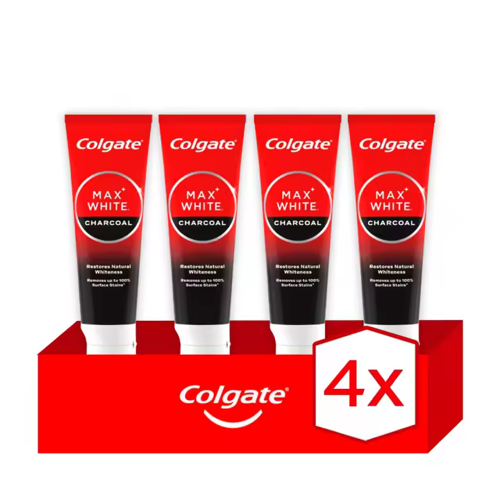 Pasta de dientes blanqueadora Colgate Max White con Carbón 75ml X4 | Dientes Blancos y Aliento Fresco con Carbón Activado. - 1
