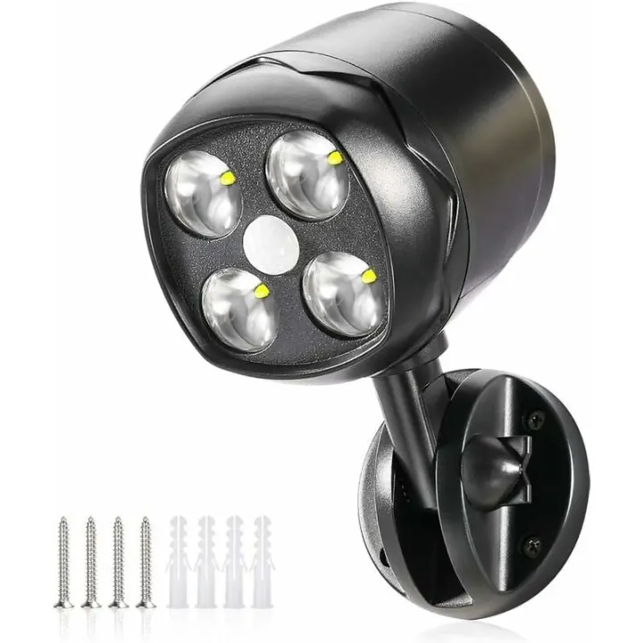 Foco LED con Sensor de Movimiento para Exterior, IP65 Impermeable, 600 LM, Pilas - 1