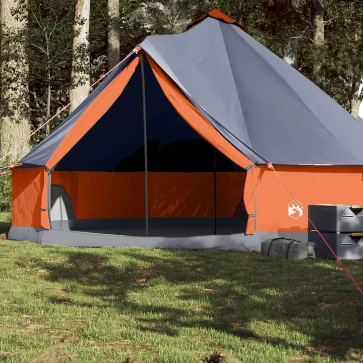 vidaXL Tienda familiar tipi para 8 personas impermeable gris naranja - 1