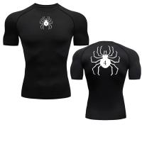 Camiseta De Compresión Para Gimnasio Con Estampado De Araña Para Hombres Camiseta De Fitness Y Running Técnica Transpirable Para Verano Top Deportivo - details 3