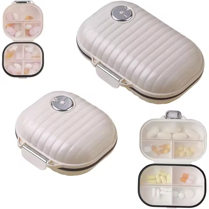 2 pastillas portátiles, 7 compartimientos, pastillero Pequeño para Viajes, pastillero Diario, organizer portátilla de vitaminas y Medicamentos a prueba de humedad - 1