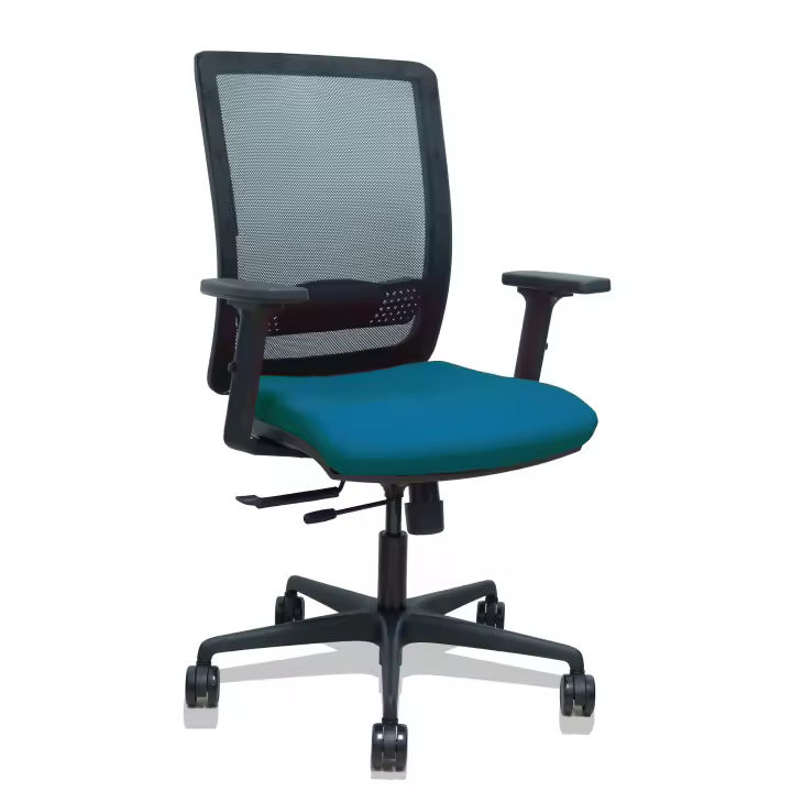 Silla Haches traslack malla negra asiento bali verde petróleo brazos 2D ruedas 65mm - 1