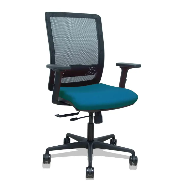 Silla Haches traslack malla negra asiento bali verde petróleo brazos 2D ruedas 65mm - 1