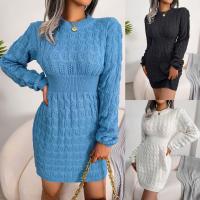 Vestido De Coctel Para Mujer Estilo Casual De Otoño/invierno Cuello Redondo Cintura Alta Abrigo Suéter De Alta Calidad Y Cómodo Vestido Manga Batwing De Polyester Silken Cintura Natural - details 0