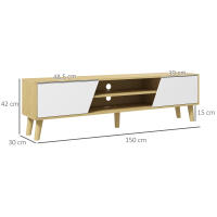 HOMCOM Mueble TV Mueble de Salón Mesa para TV con 2 Puertas 2 Estantes y 5 Patas de Madera para Televisores de hasta 65 Pulgadas 150x30x42 cm Roble - details 2
