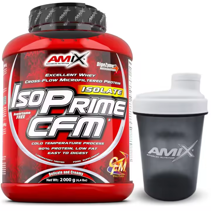 AMIX - Proteína Isolada Isoprime CFM, 2 Kg - Gran Aporte de Aminoácidos - Contiene Enzimas Digestivas - Libre de Aspartamo, Proteínas para Aumentar Masa Muscular, Sabor Chocolate + SHAKE REGALO - 1