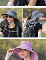Gorro De Verano Para Mujer Protección UV Sombrilla De Sol Con Visera Ancha Para Pesca Senderismo Y Uso Exterior Capa De Poni - details 6