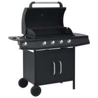 vidaXL Barbacoa Grill de Gas 4+1 Quemadores  Lateral Parrilla Color Negro y plateado,  Negro,  Plateado y mas - details 1