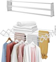 Tendedero Extensible Pared 80/100cm - Tendedero Plegable de Pared de Interior o Exterior de Acero Blanco - Tendedro con 9 Barras y 6/7 Metros de tendido - details 2