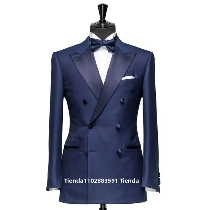 Traje De Novio Clásico Azul Navy 2024 Para Bodas Y Fiestas Casuales Cierre Doble Slim Fit Chaqueta De Chaqueta De Soltero Un Pieza - 1