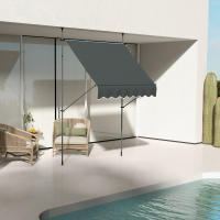 Outsunny Toldo Manual Retráctil 2x1,2 m Toldo Exterior Terraza Enrollable Altura Ajustable con Manivela 210-300 cm Sin Taladro Protección UV30+ para Balcón Jardín - details 1