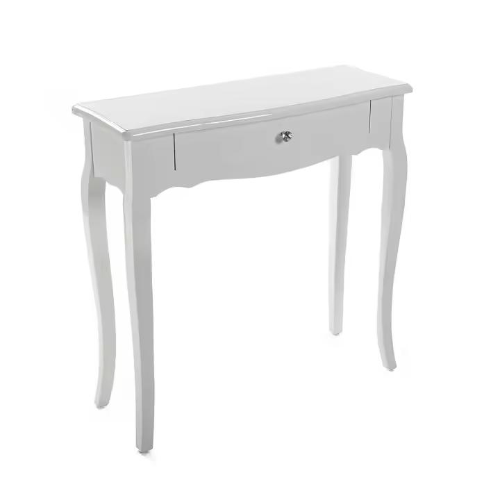 Versa Cagliari - Mueble Recibidor Estrecho con Cajón - 80 X 30 X 80 Cm - Madera - Color Blanco - 1
