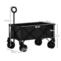 Outsunny Carro Playa Ruedas Grandes Carro de Jardín Plegable con Mango Ajustable Puerta Trasera Expandible Carga 100 kg Carrito Transporte para Todo Terreno Jardín Campaña Compra Negro - details 2