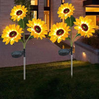 Lámpara De Jardín Solar LED En Forma De Girasol Decorativa Impermeable Para Iluminación De Exterior Y Decoración De Hogar - details 3