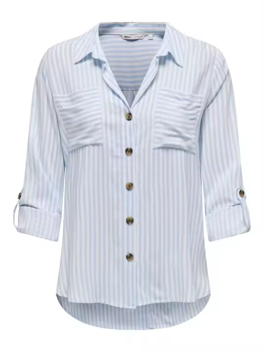 Camisa Yasmin Blanca Rayas Azules de Only - 1