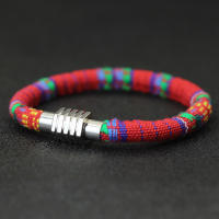Nuevo Pulsera Minimalista De Hilo Para Hombre Joyería De Playa Bohemia Accesorios Éticos Pulsera De Cuerda Regalo Para Él Material COTON Metálico Tipo De Cadena De Cuerda Clavija Magnética Estilo Geométrico - details 4
