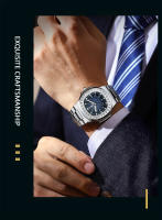 Reloj De Hombre POEDAGAR Lujo Cuadrado Impermeable Luminoso Con Fecha Reloj De Pulsera Casual De Acero Inoxidable Quartzo - details 4