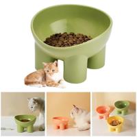 Tazón De Gato De Plástico Con Protección De Cuello Y Boca Oblicua En Colores Macarón Estilo Pierna De Elefante Antideslizante Alta Cadera Para Mascotas - details 0