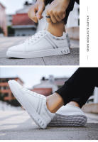 Zapatos Para Hombre Blanco Moda 2024 Cuero Cómodo Casual Planos Tallas Grandes Jóvenes Escuela Patinaje Zapatillas - details 22