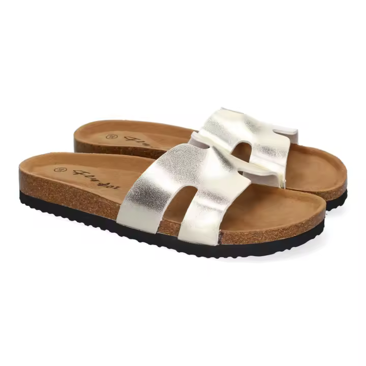 PuntoSalao Sandalias doradas planas bajas para mujer cómodas M-235 - 1