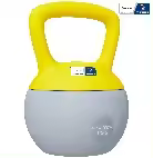 SPORTNOW Kettlebell 10 kg - Colaboración Aosom.fr x FFHandball - mancuerna con mango antideslizante para fitness, musculación, cardio, gris y amarillo - 1