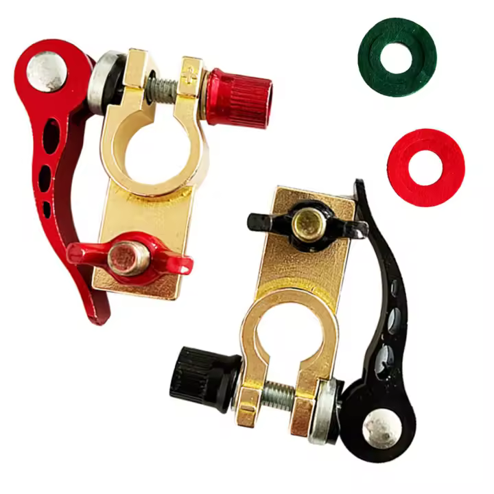 1 Par De Terminales De Batería De Coche En Latón Conector Automático De Liberación Rápida Clip De Tapa Superior Para Cable Adaptador - 1