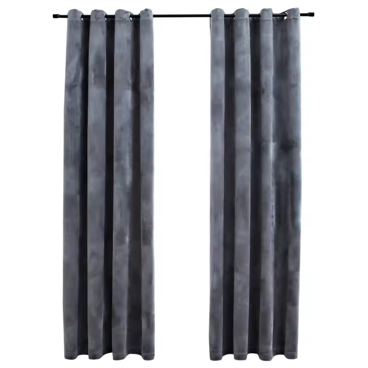 vidaXL Cortinas Opacas con Anillas 2 Piezas Terciopelo 140x245cm Color Azul oscuro,  Rosa antiguo,  Antracita y mas - 1