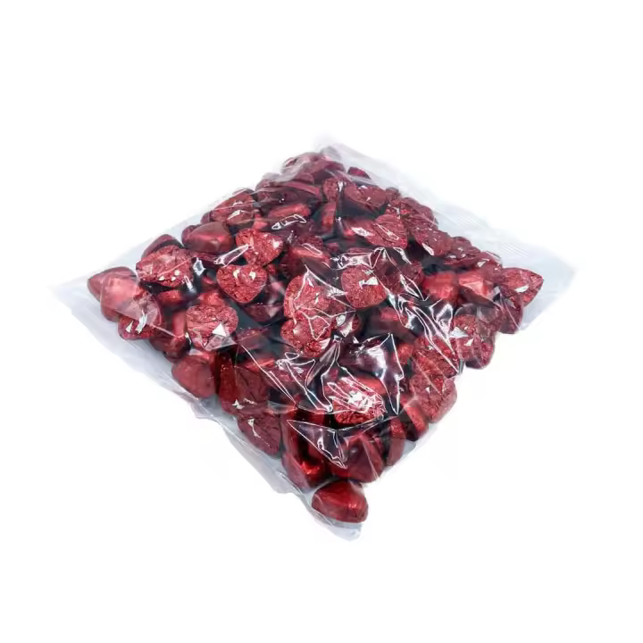 Corazones de Chocolate con Leche - Color Rojo o Dorado/Plata - Bolsa con 140 Corazones de Chocolate - Bolsa Kilo - Bombones con Forma de Corazon - San Valentin - 1